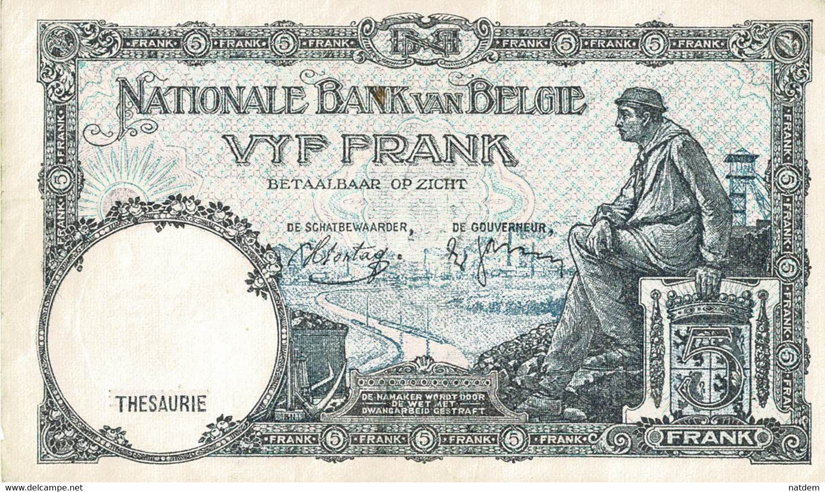 Belgique, (1920-1943), Billet Bel état, Cinq Francs 03/05/38 - 5 Francs