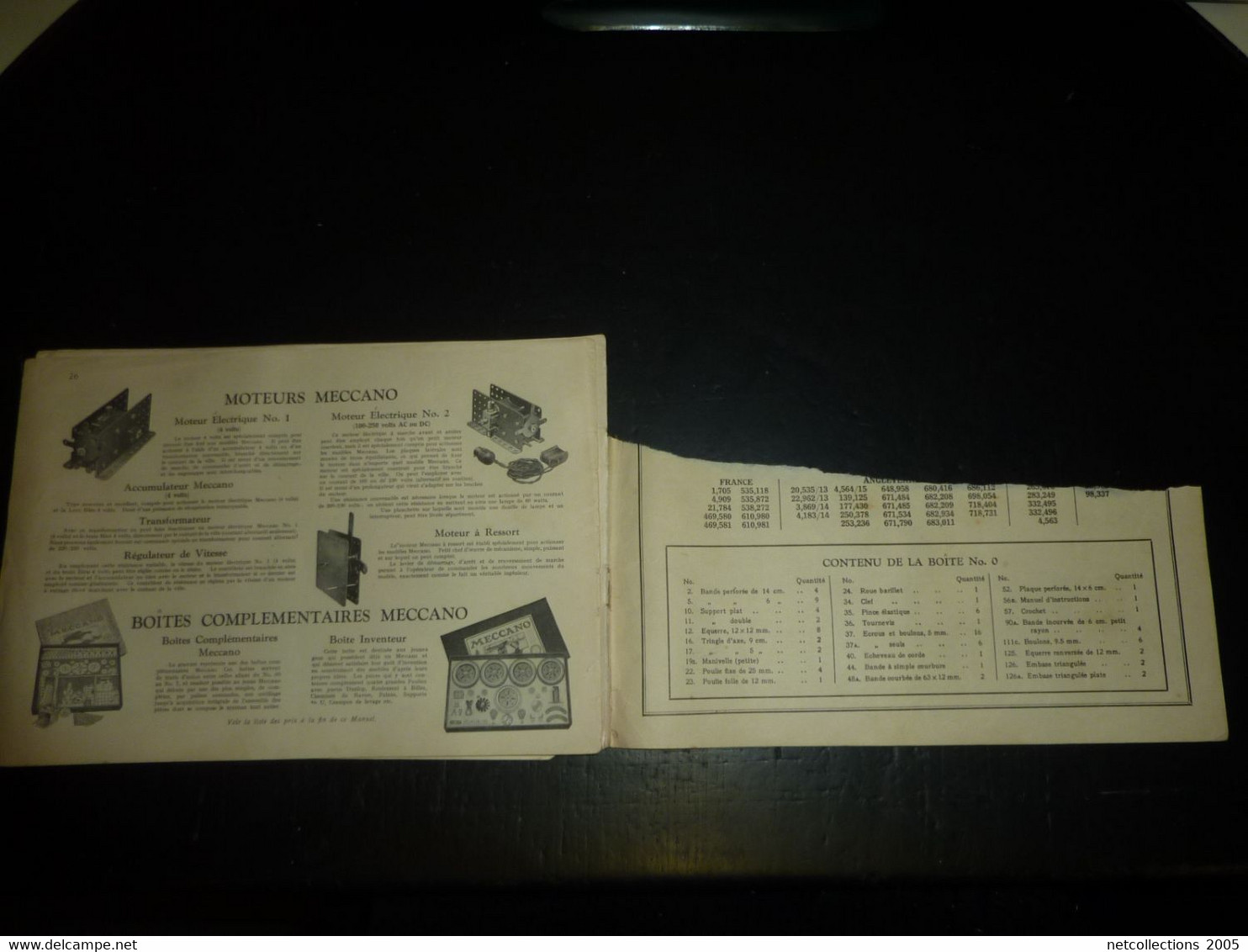 MECCANO INSTRUCTIONS POUR L'EMPLOI DE LA BOITE N°0 - MECCANO France ltd 78-80 rue Rébeval, PARIS - RARE (boite bleu)