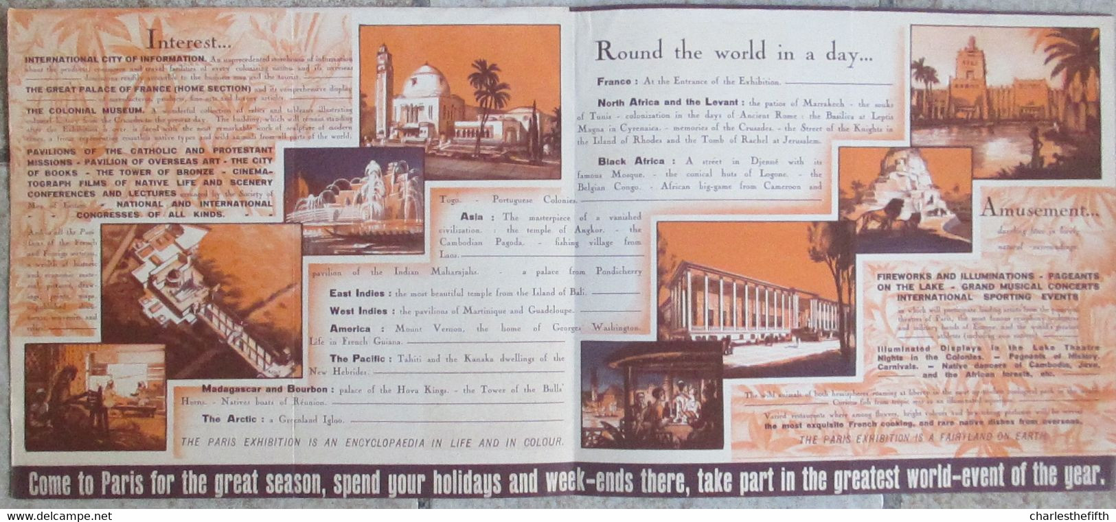 GRANDE BROCHURE EXPOSITION INTERNATIONALE A PARIS EN 1931 - RARE ! - Reiseprospekte