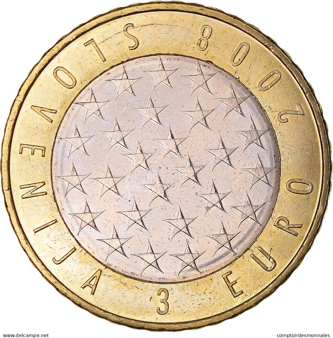 Slovénie, 3 Euro, Présidence De L'UE, 2008, SUP+, Bimétallique, KM:81 - Slovénie