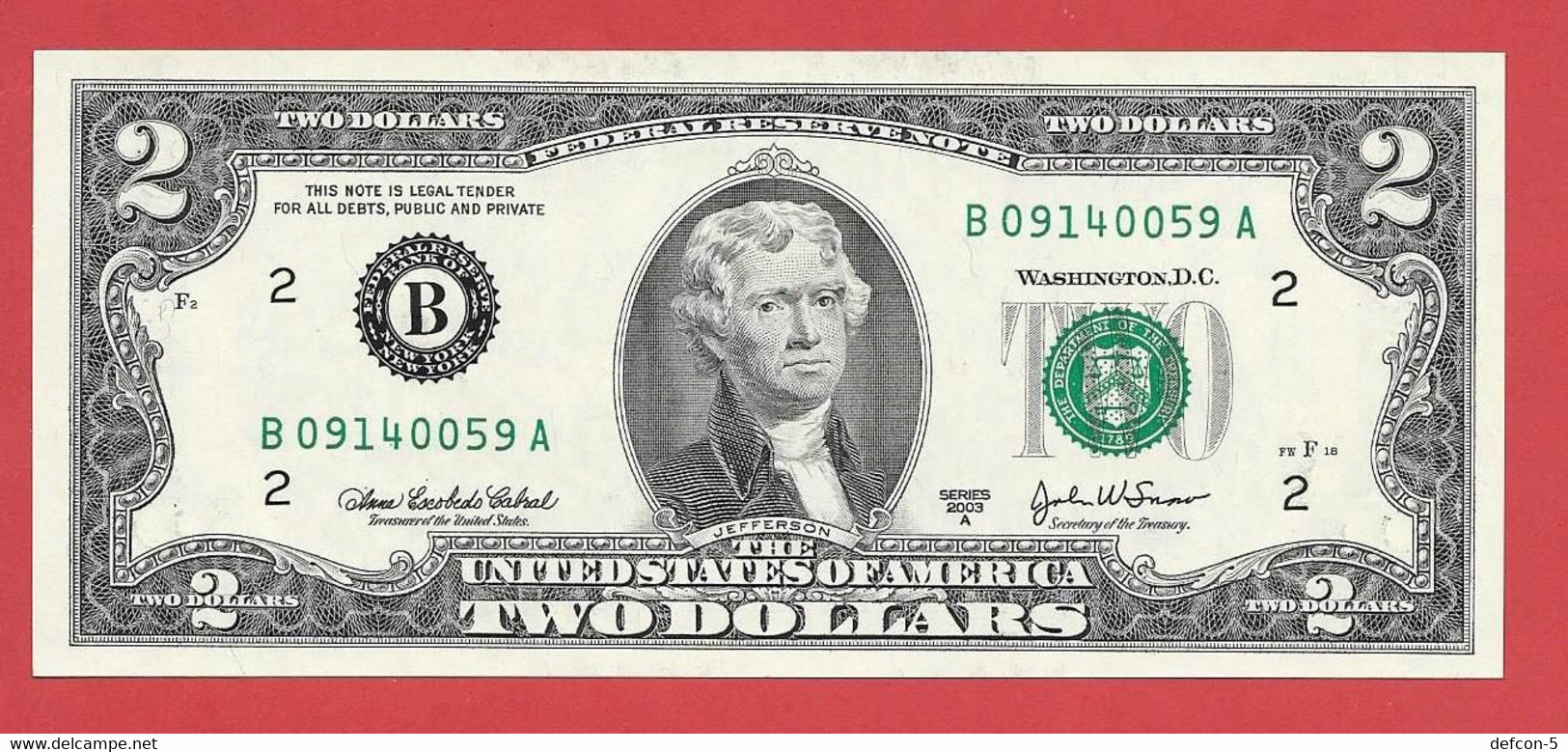 Rarität ! 2X 2 US-Dollar fortlaufend auf Informations-Blatt [2003] > B 09140058 A + ...59 A < {$002-019BL}