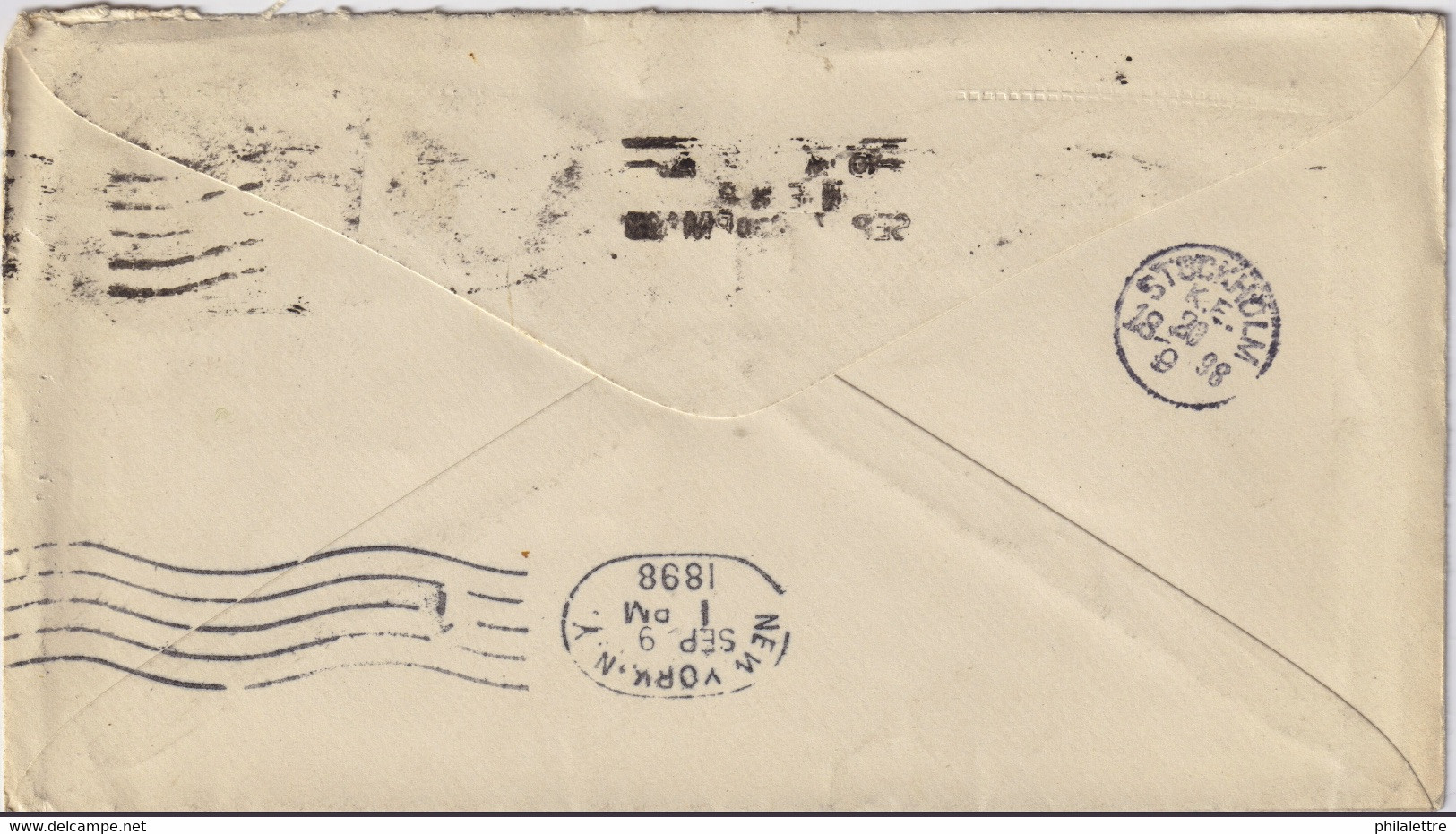 ÉTATS-UNIS / USA - 1898 2c Envelope Sc.U311 Uprated 3c Sc.253 OMAHA, NE To Stockholm, Sweden - ...-1900