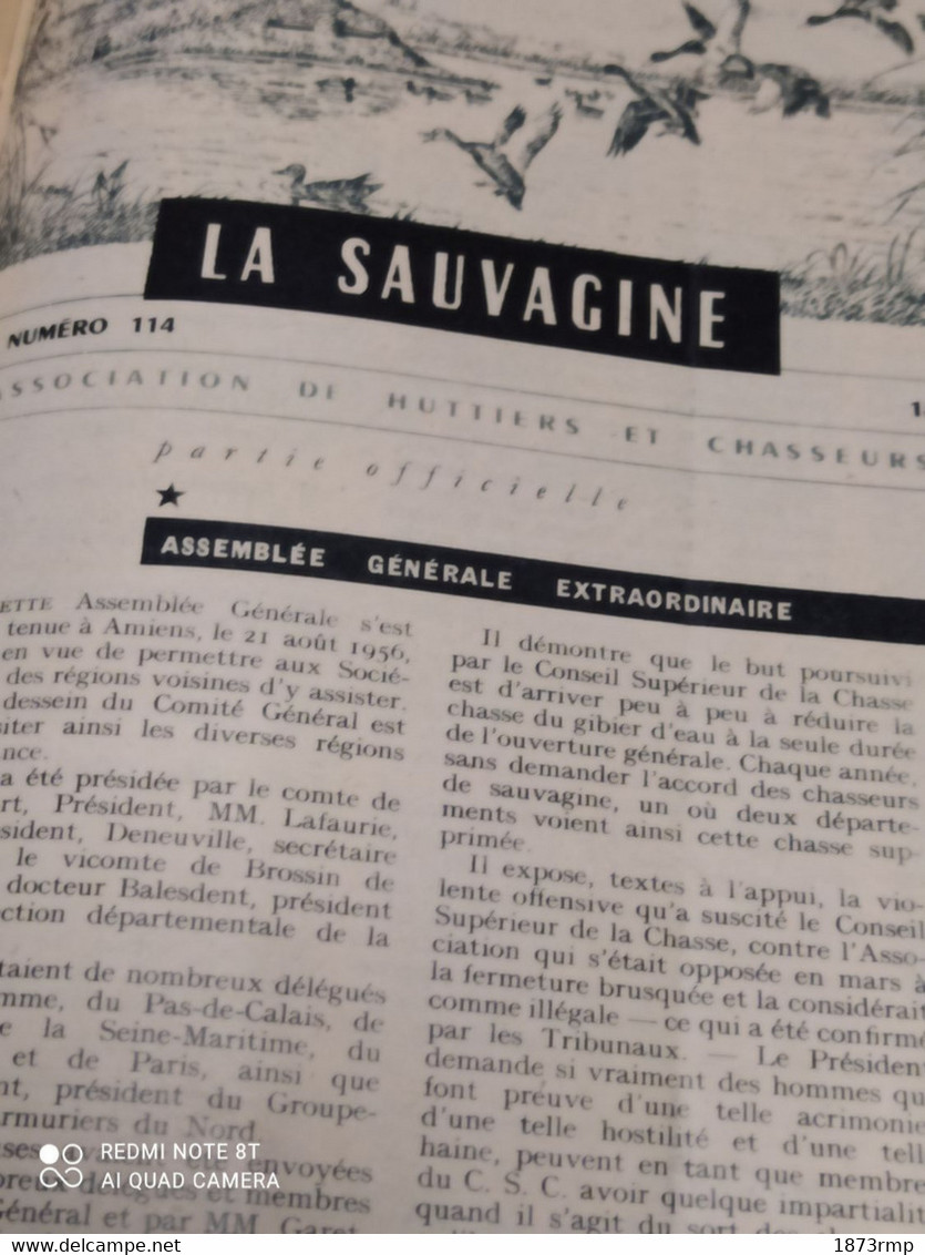 REVUE NATIONALE DE LA CHASSE ET LA SAUVAGINE N° 110 OCT 1956 - French