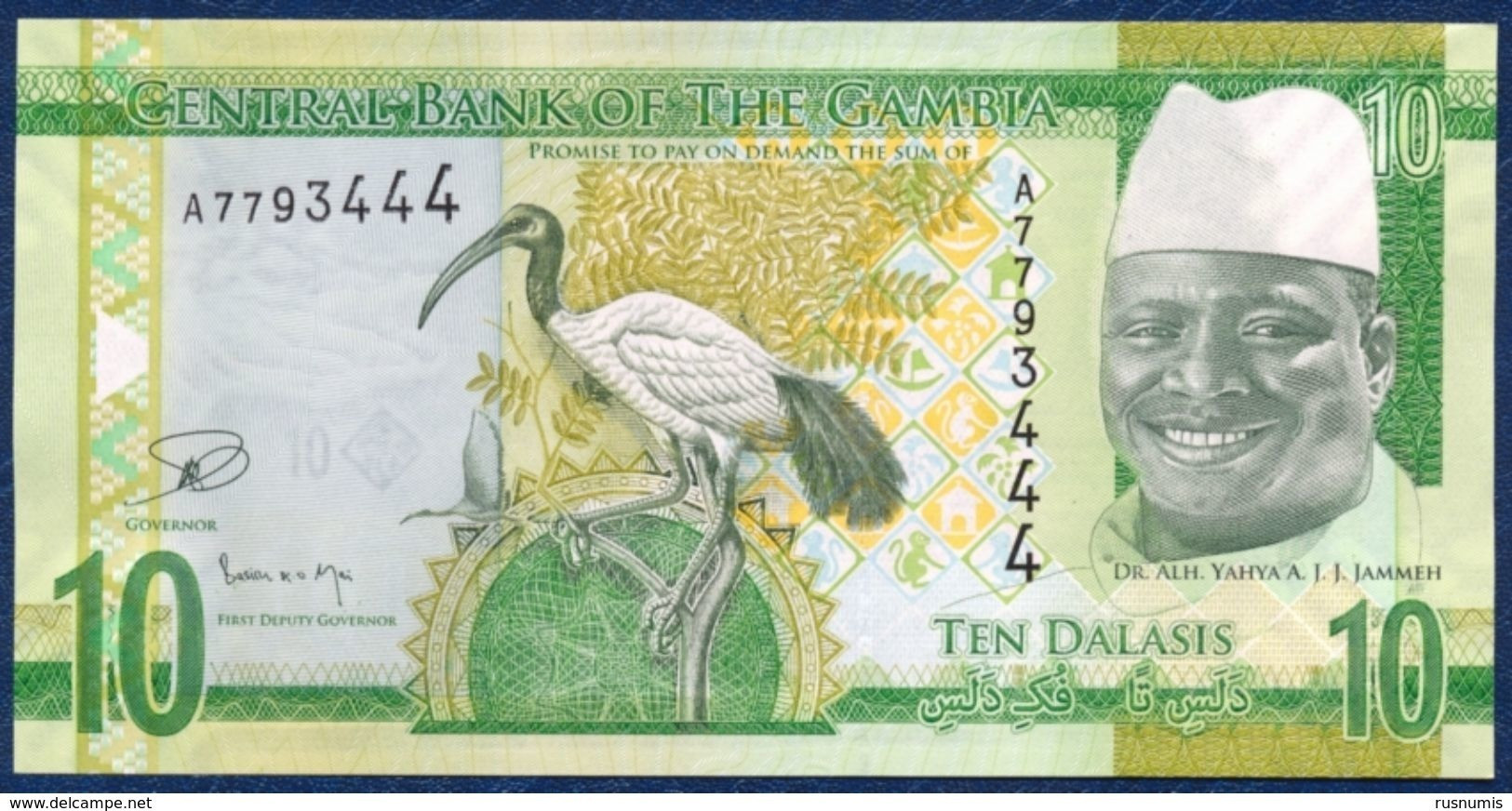 GAMBIA 10 DALASIS P-32 FAUNA ANIMALS BIRD 2015 UNC - Gambie