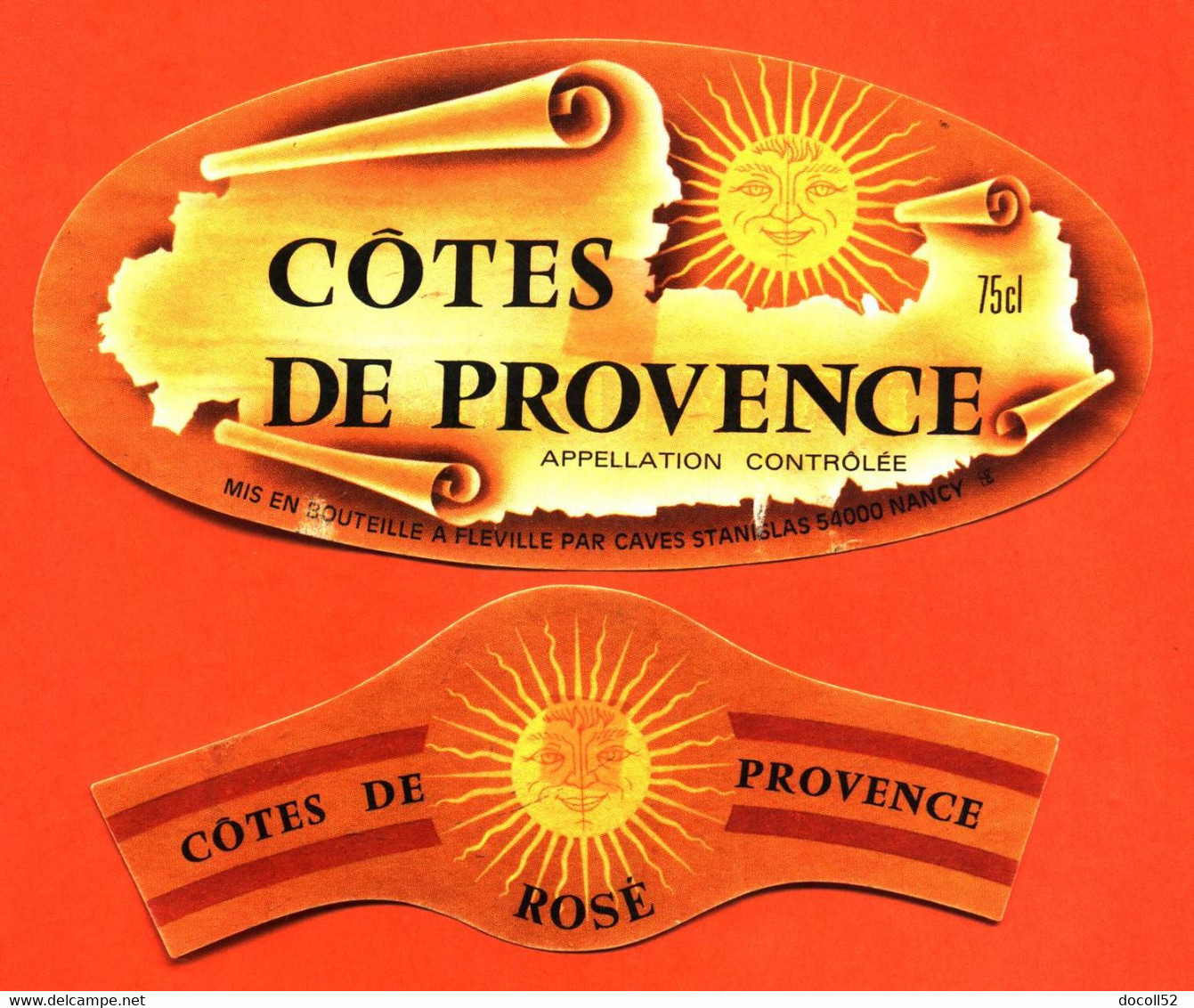 Etiquette + Collerette Ancienne Neuve De Vin Rosé Cotes De Provence Caves Stanislas à Nancy - 75 Cl - Rosés