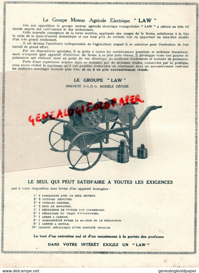 60-SENLIS- PROSPECTUS PUBLICITE ETS. LAW -LE BLOC LAW-MACHINE AGRICOLE -WISLER INGENIEUR CONSTRUCTEUR   AGRICULTURE - Landwirtschaft