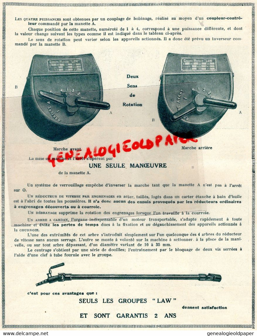 60-SENLIS- PROSPECTUS PUBLICITE ETS. LAW -LE BLOC LAW-MACHINE AGRICOLE -WISLER INGENIEUR CONSTRUCTEUR   AGRICULTURE - Agriculture