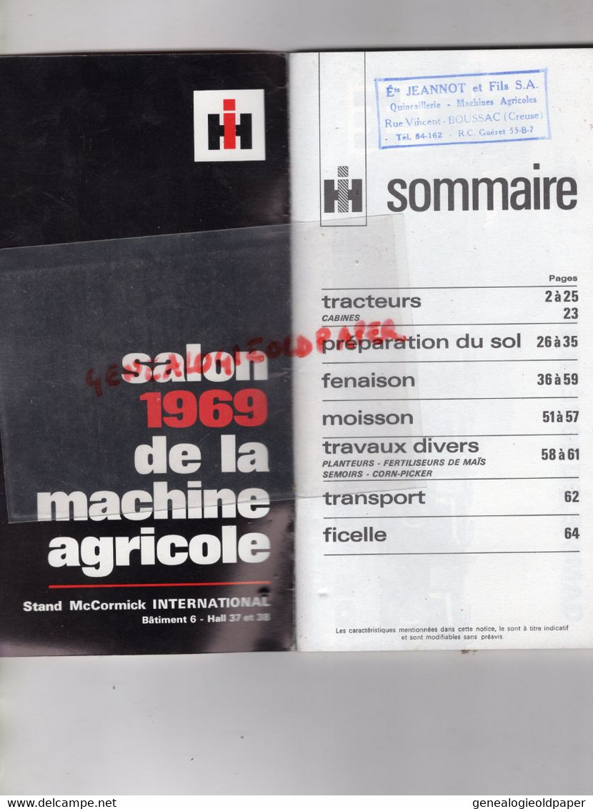 59- CROIX-60-MONTATAIRE-52-ST SAINT DIZIER-PARIS- RARE CATALOGUE TRACTEUR TRACTEURS HARVESTER 1969-MOISSON AGRICULTURE - Agriculture