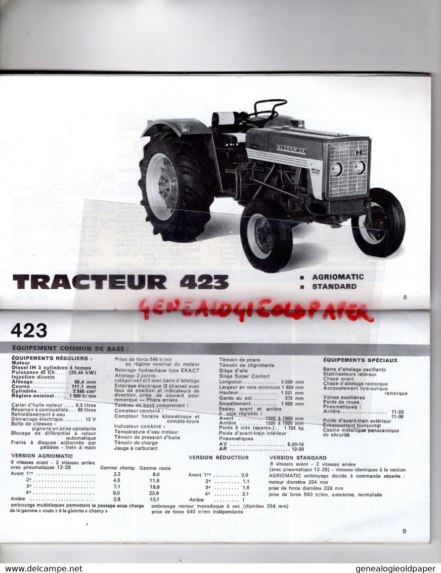 59- CROIX-60-MONTATAIRE-52-ST SAINT DIZIER-PARIS- RARE CATALOGUE TRACTEUR TRACTEURS HARVESTER 1969-MOISSON AGRICULTURE - Landbouw
