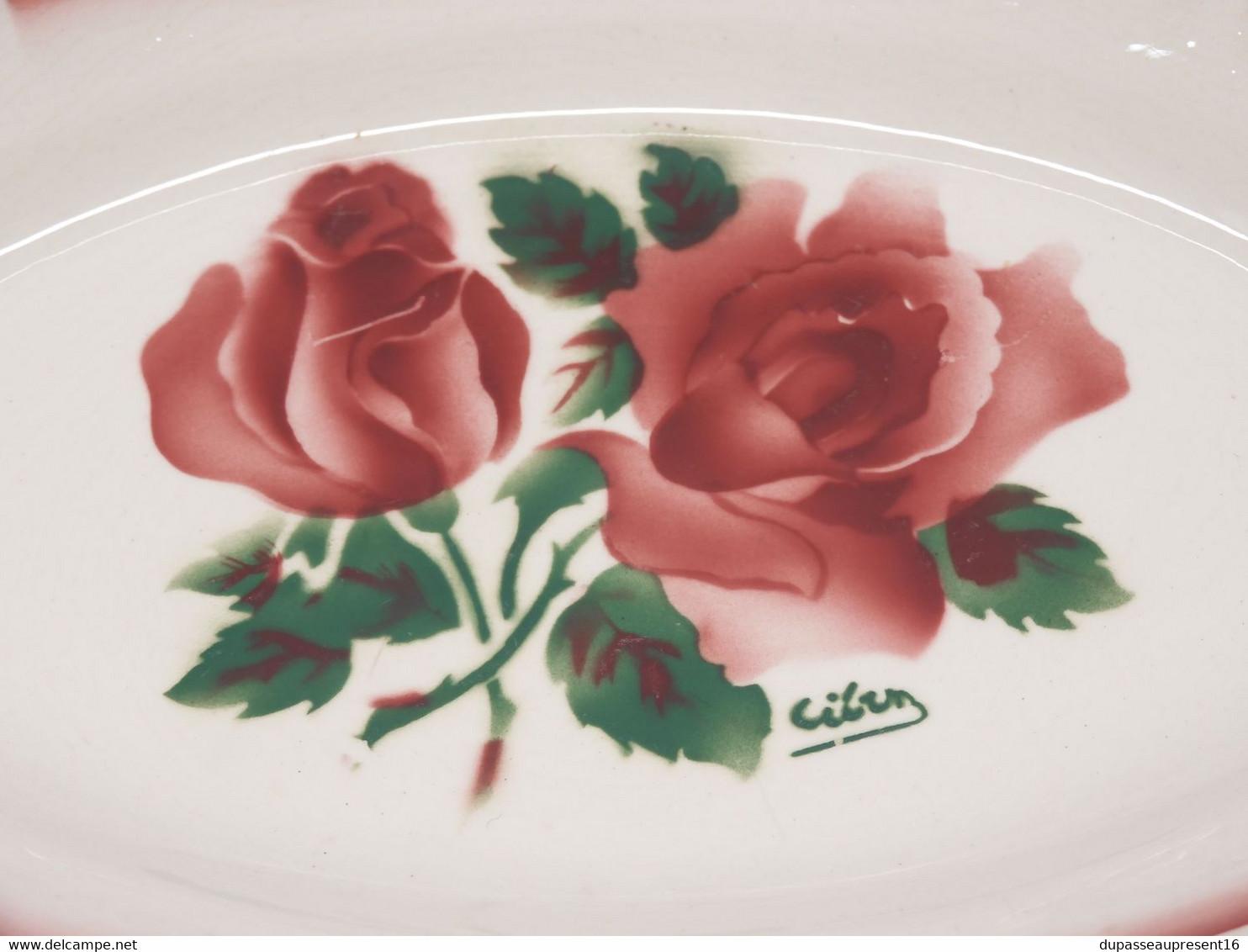 *SAUCIERE & RAVIER CERAMIQUE ART DECO DIGOIN CIBON Décor De Roses TABLE  E - Digoin (FRA)
