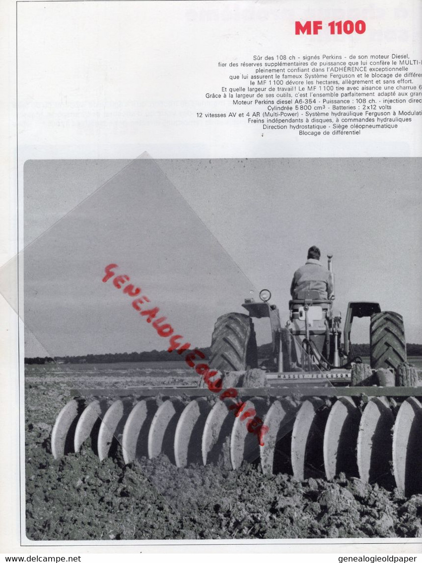 MASSEY FERGUSON- RARE CATALOGUE 1968- TRACTEUR TRACTEURS MF 178- 165-145- 140-135-130-1100-122-410-510 AGRICULTURE