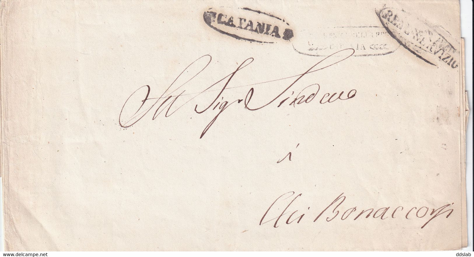 16/4/1856 - Piego Real Servizio Da Intendenza Catania A Sindaco Aci Bonaccorsi - Invio Documenti Contabili 1855 - Sicile