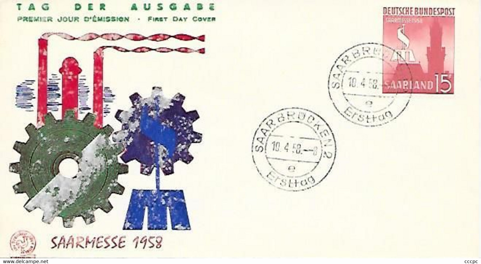 Sarre FDC 1958 Saarbrucken Foire 10 Avril 1958 - FDC