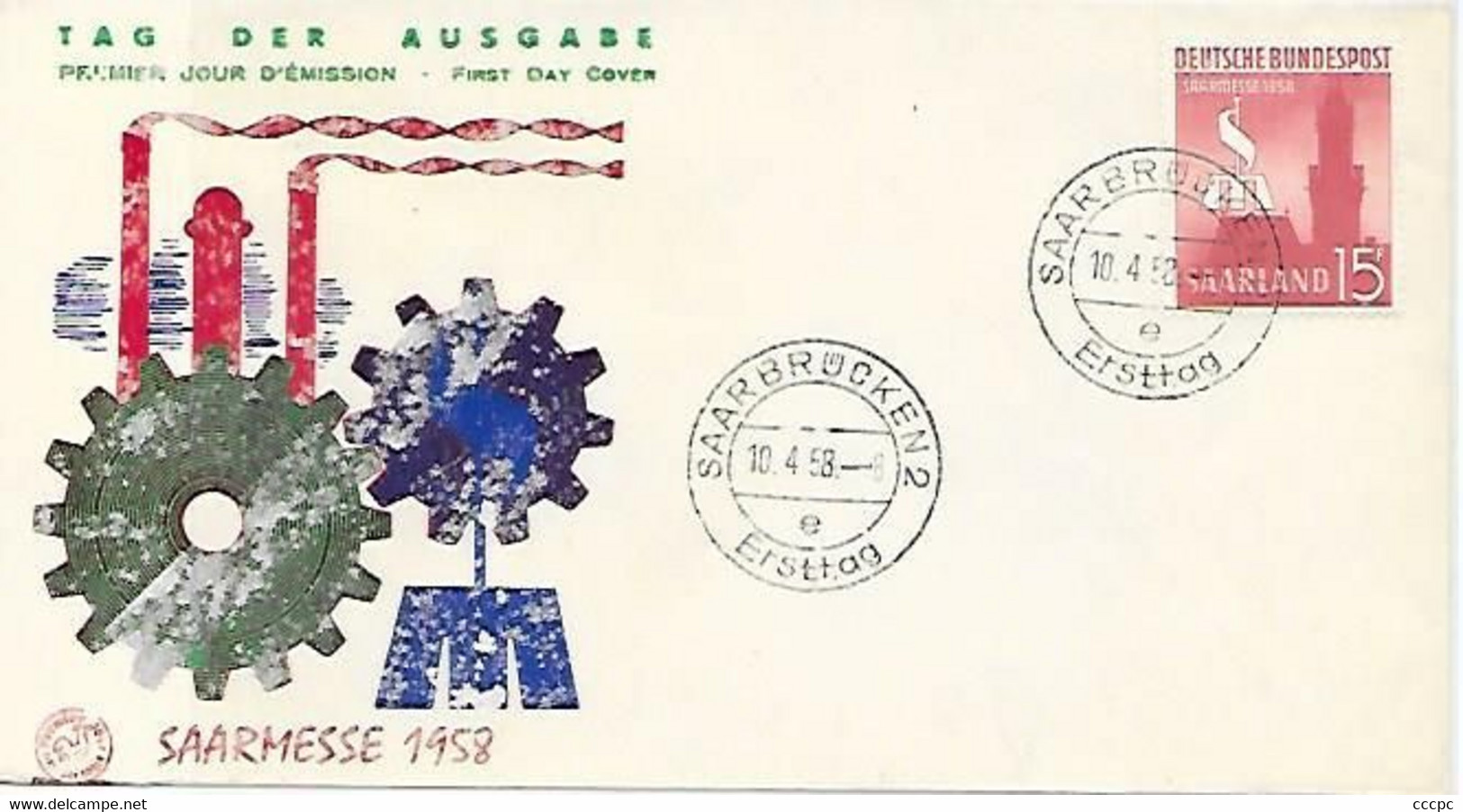 Sarre FDC 1958 Saarbrucken Foire 10 Avril 1958 - FDC