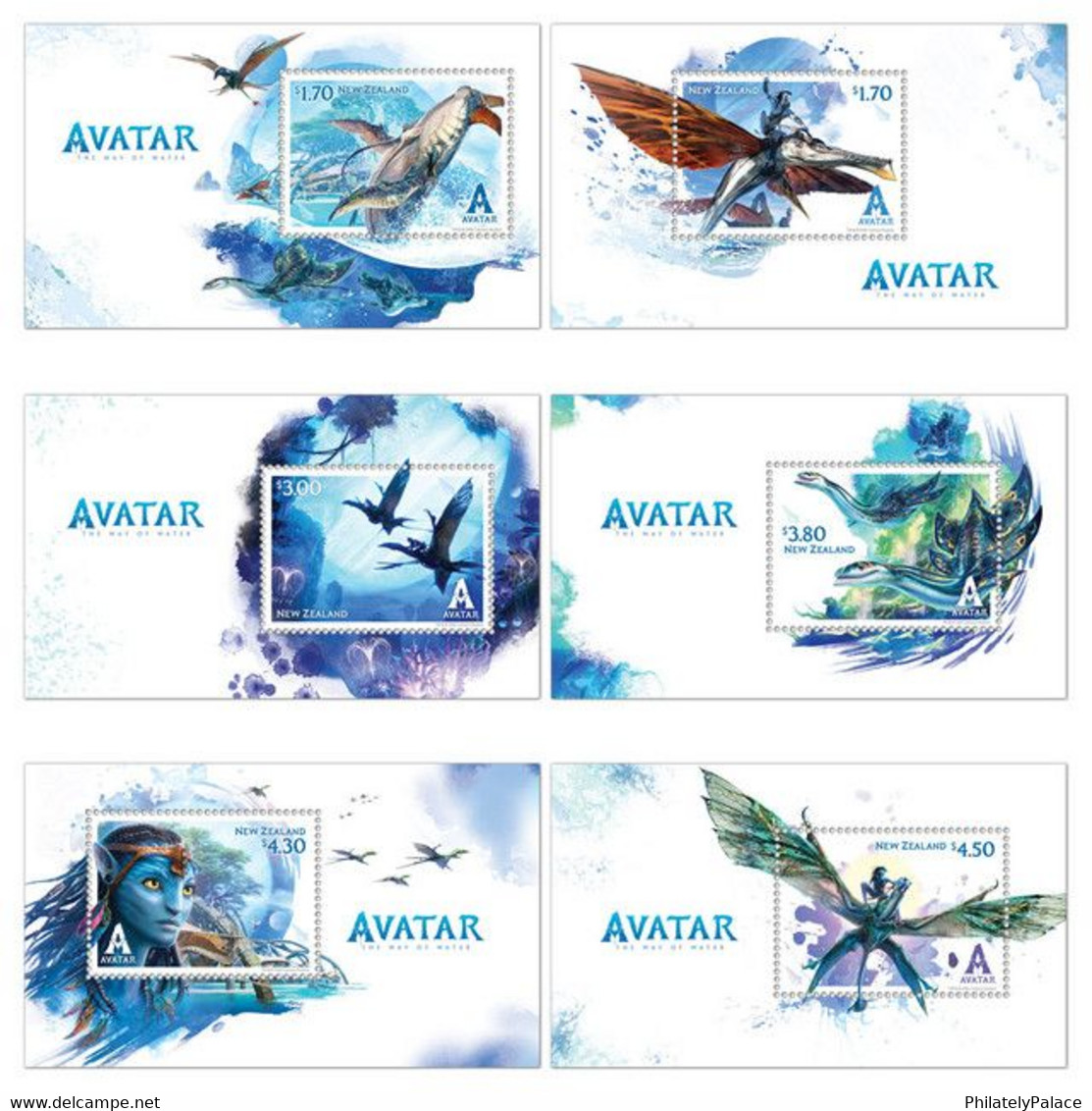 AVATAR 2023 NEW ZEALAND NEW *** The Way Of Water - PANDORA Set Of 6v ,Film, Movie,Cinema FDC+ 6 MS MNH (**) LIMITED - Lettres & Documents