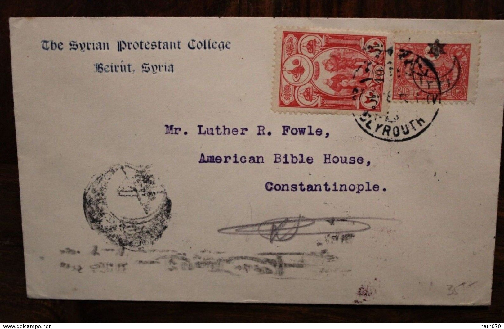 1917 Beyrouth Syria Empire Ottoman Turkey Cover Levant Liban Lebanon Beirut - Brieven En Documenten