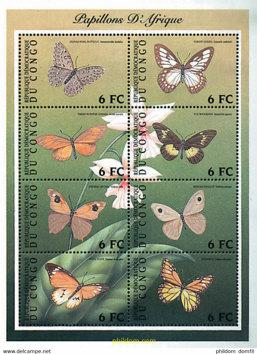 303099 MNH CONGO. República Democrática 2001 MARIPOSAS DE AFRICA - Afgestempeld