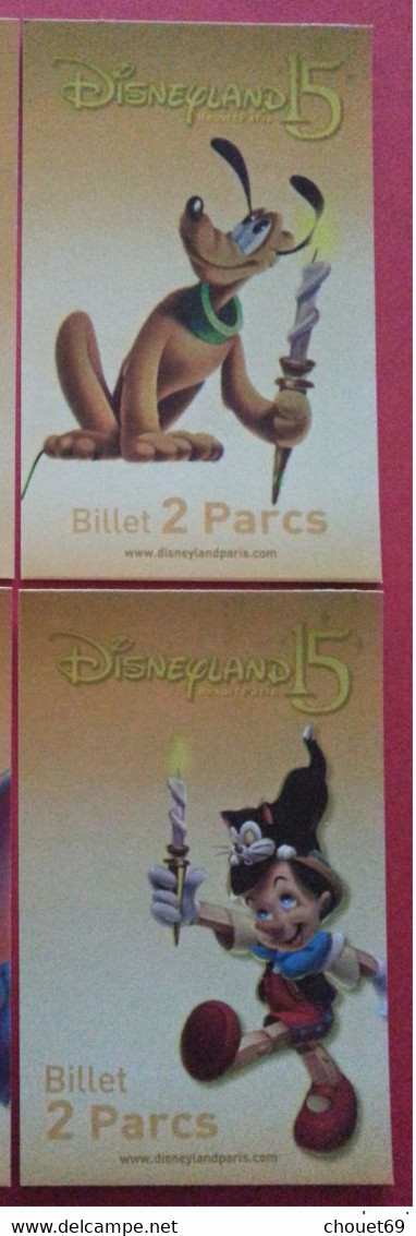 15 Ans Disneyland Paris 2 Pass Or 2 Parcs Pinocchio Pluto GRATUIT 15/03/2009 Mullitour EURO DISNEY (TB0322 - Disney Passports