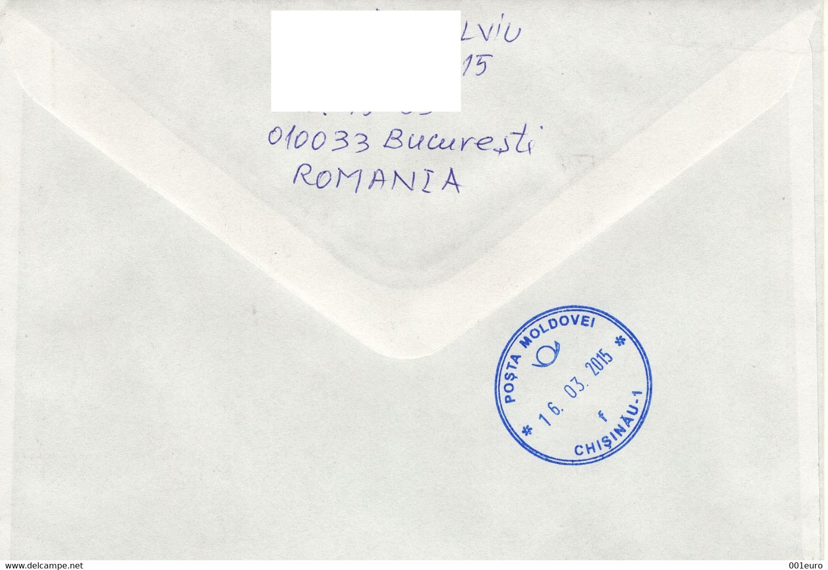ROMANIA 2015: EUROPA - VISIT ROMANIA On REGISTERED Cover Circulated To Moldova Republic - Registered Shipping! - Briefe U. Dokumente