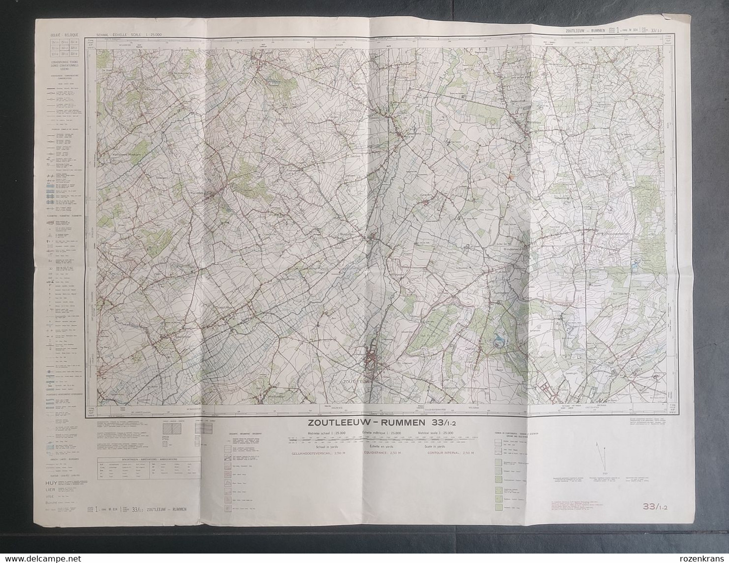 Topografische Kaart 1962 STAFKAART Zoutleeuw Rummen Ransberg Geetbets Nieuwerkerken Runkelen Kortenaken Hageland - Topographical Maps