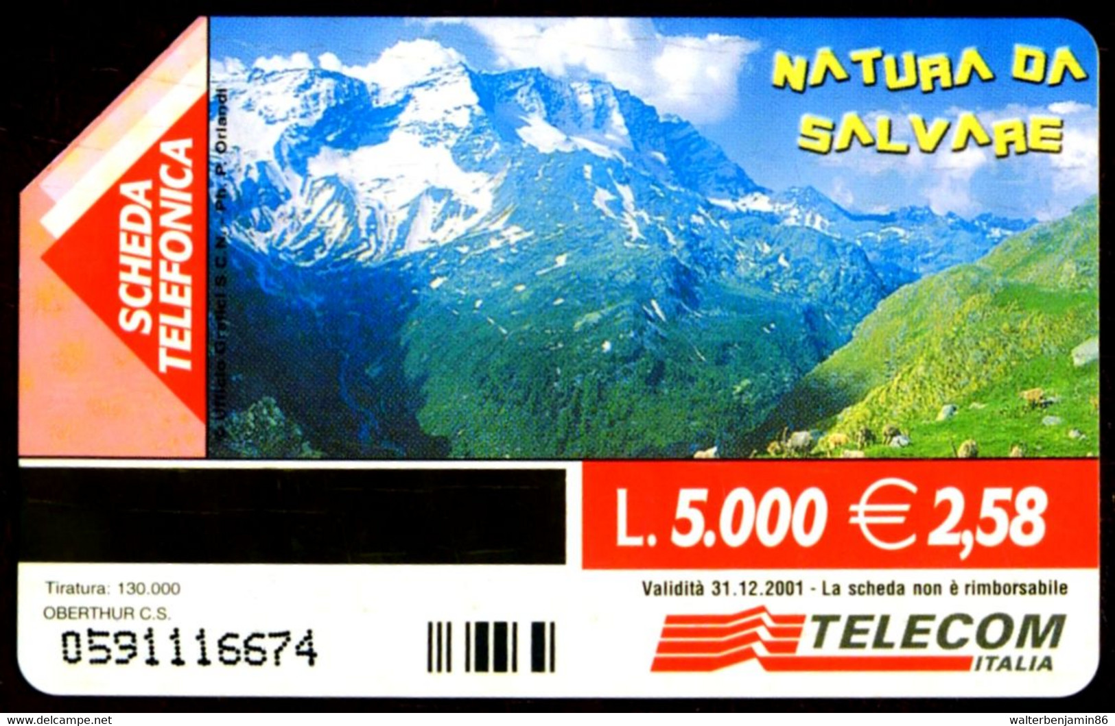 G 1126 C&C 3199 SCHEDA TELEFONICA USATA NATURA DA SALVARE FAUNA - [3] Erreurs & Variétées