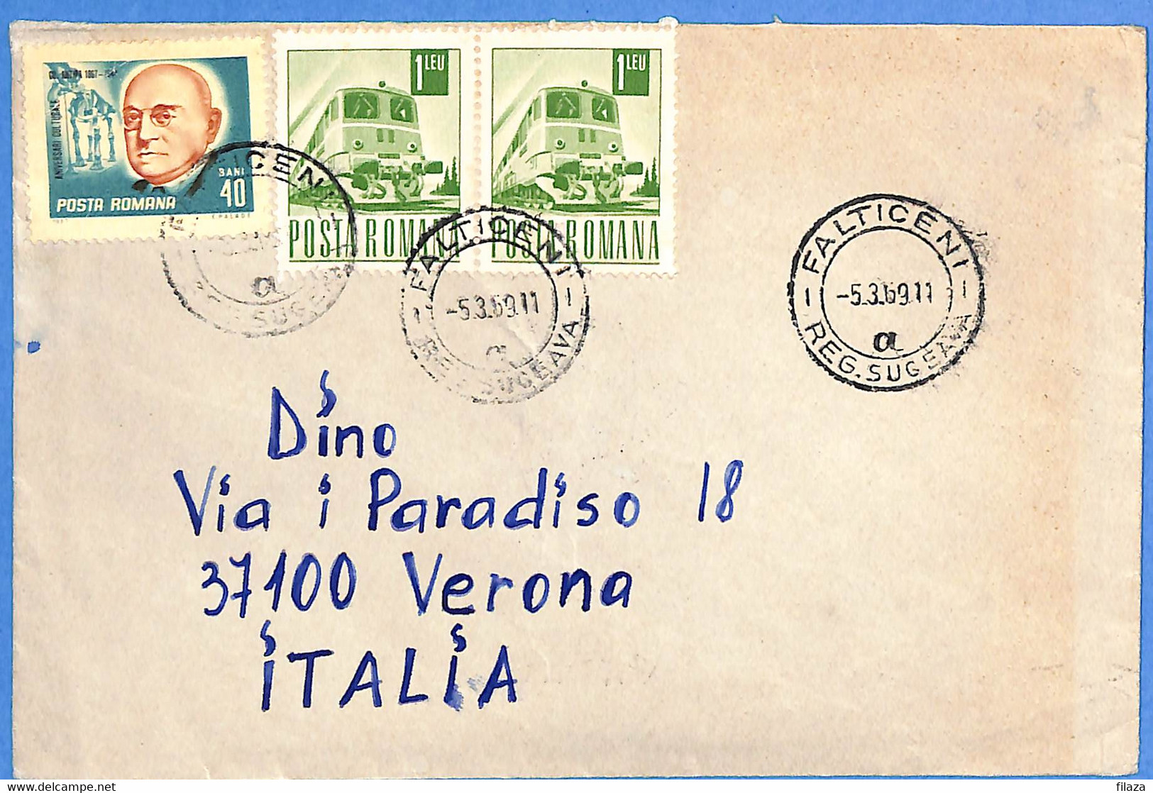 Lettre : Romania To Italy Singer DINO L00067 - Storia Postale