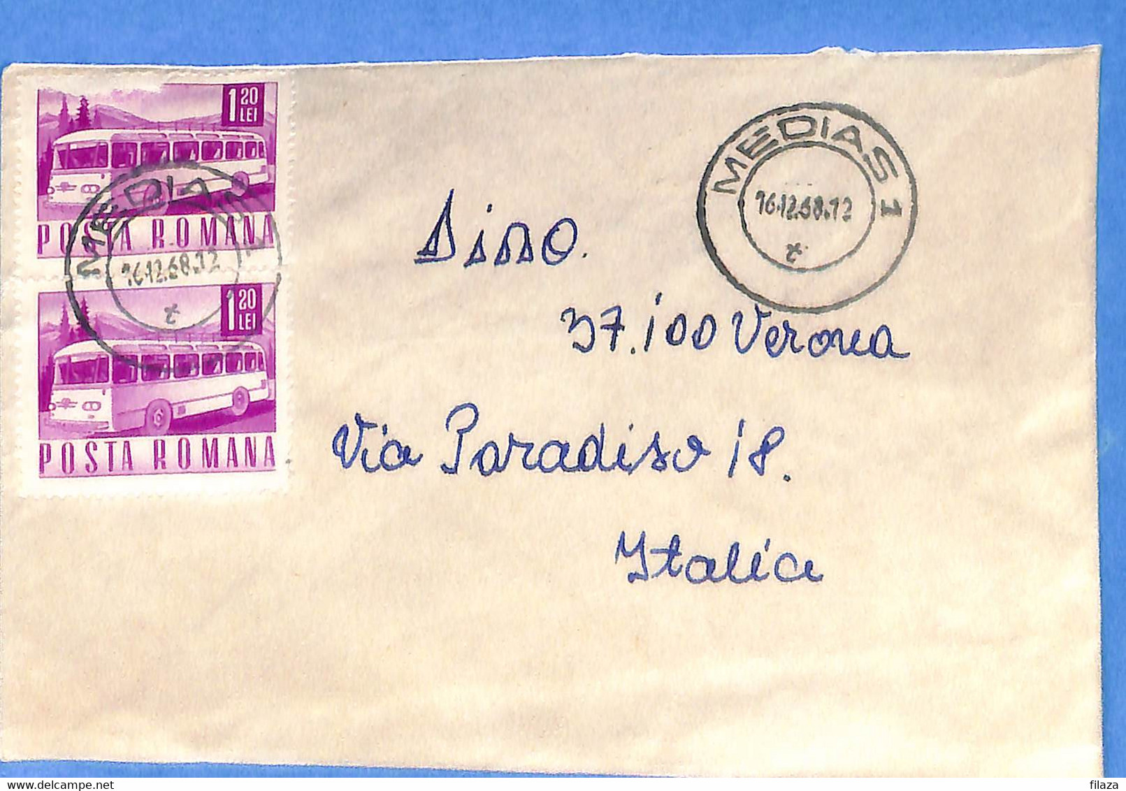 Lettre : Romania To Italy Singer DINO L00166 - Storia Postale