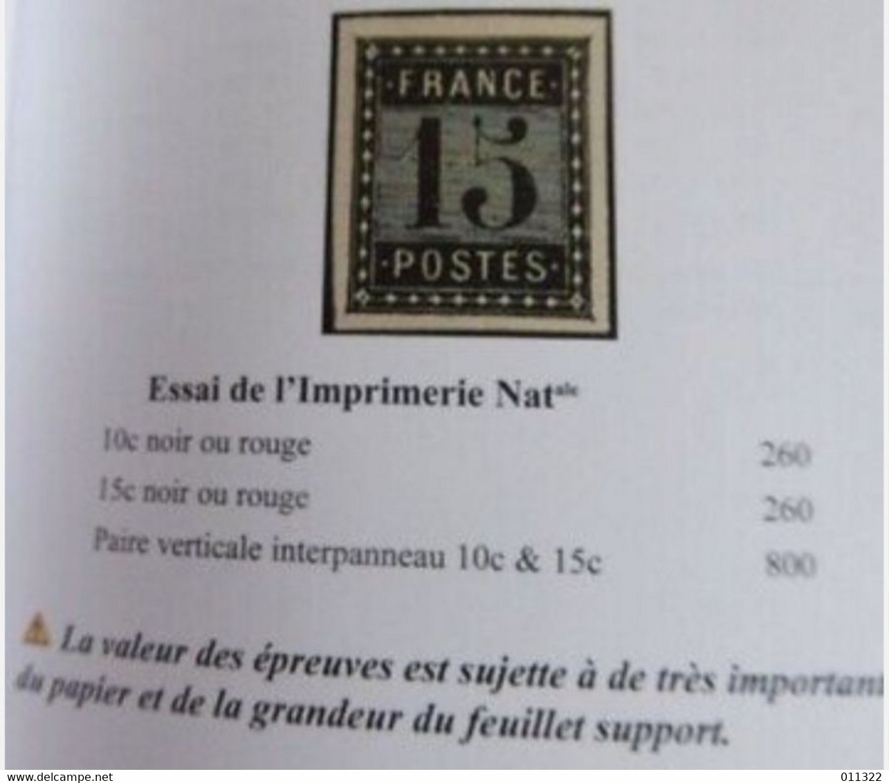 FRANCE VAL 10C &15 C BLACK ESSAY IN PAIR  NO GUM - 1872-1920