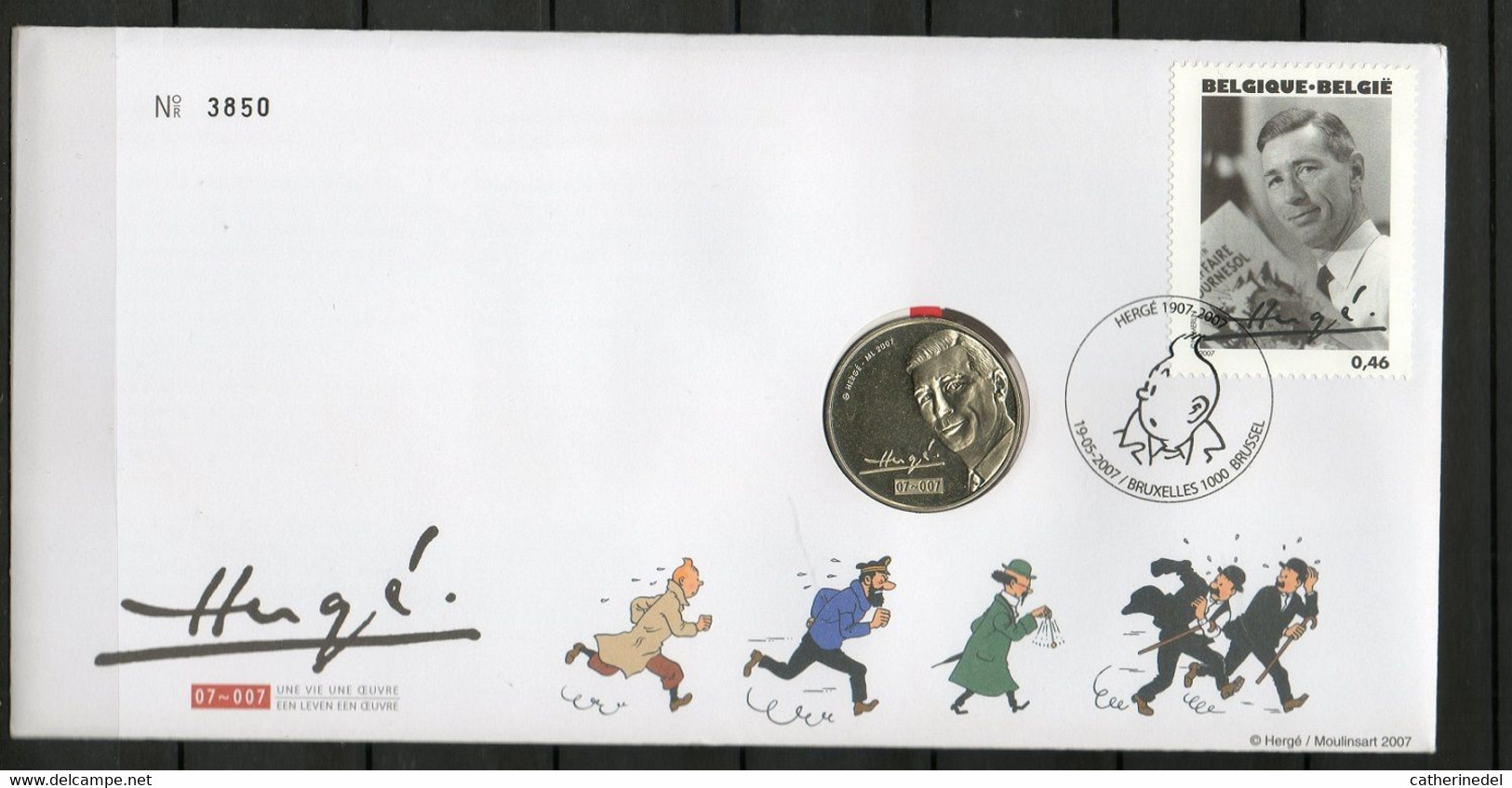 Année 2007 : 3648  - Numisletter Numéroté 3850 : Tintin - 100e Anniv.de La Naissance D'Hergé - Numisletters