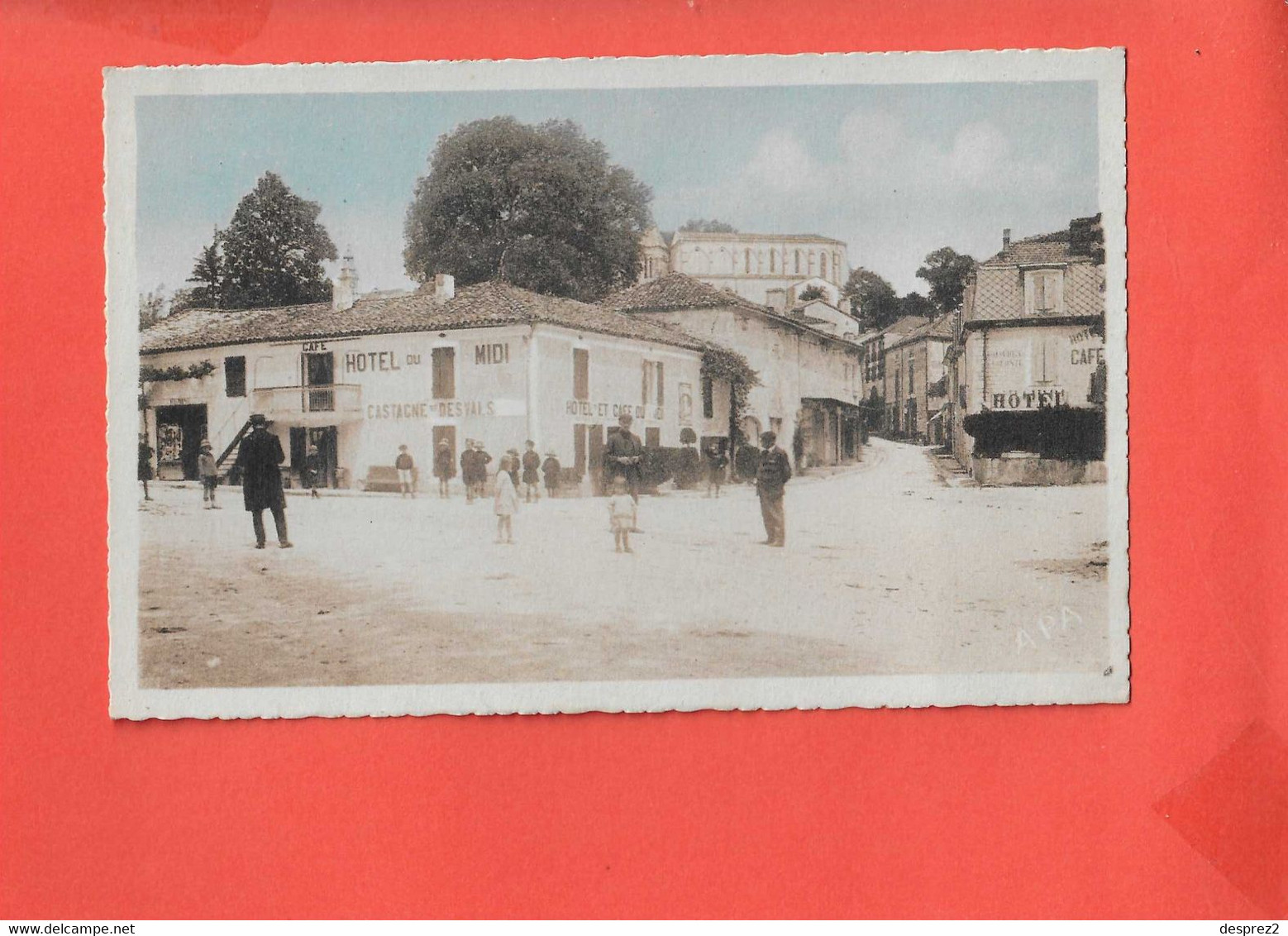 82 MONTAIGU De QUERCY Cpa Animée HOTEL Du MIDI Entrée De La Ville  3 Edit APA Poux - Montaigu De Quercy