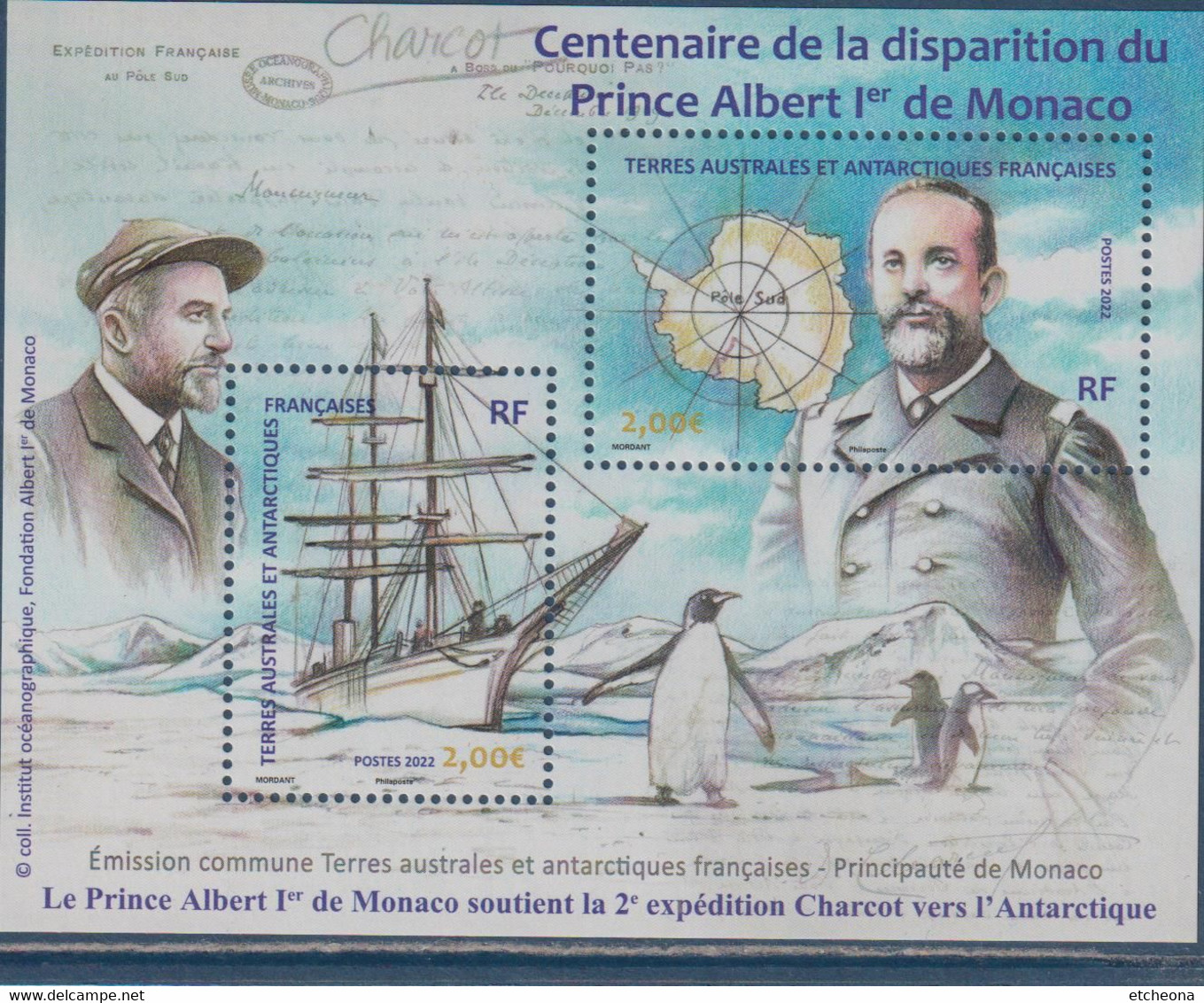 Centenaire De La Disparition Du Prince Albert 1er De Monaco A Soutenu L'expédition Charcot Vers Antarctique Bloc Neuf - Blocchi & Foglietti