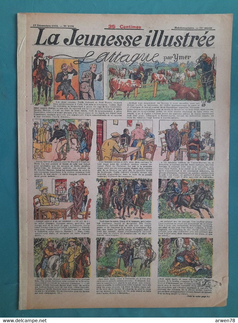 LA JEUNESSE ILLUSTREE 1933 N°1576 L'ATTAQUE - L'Echo Des Savanes