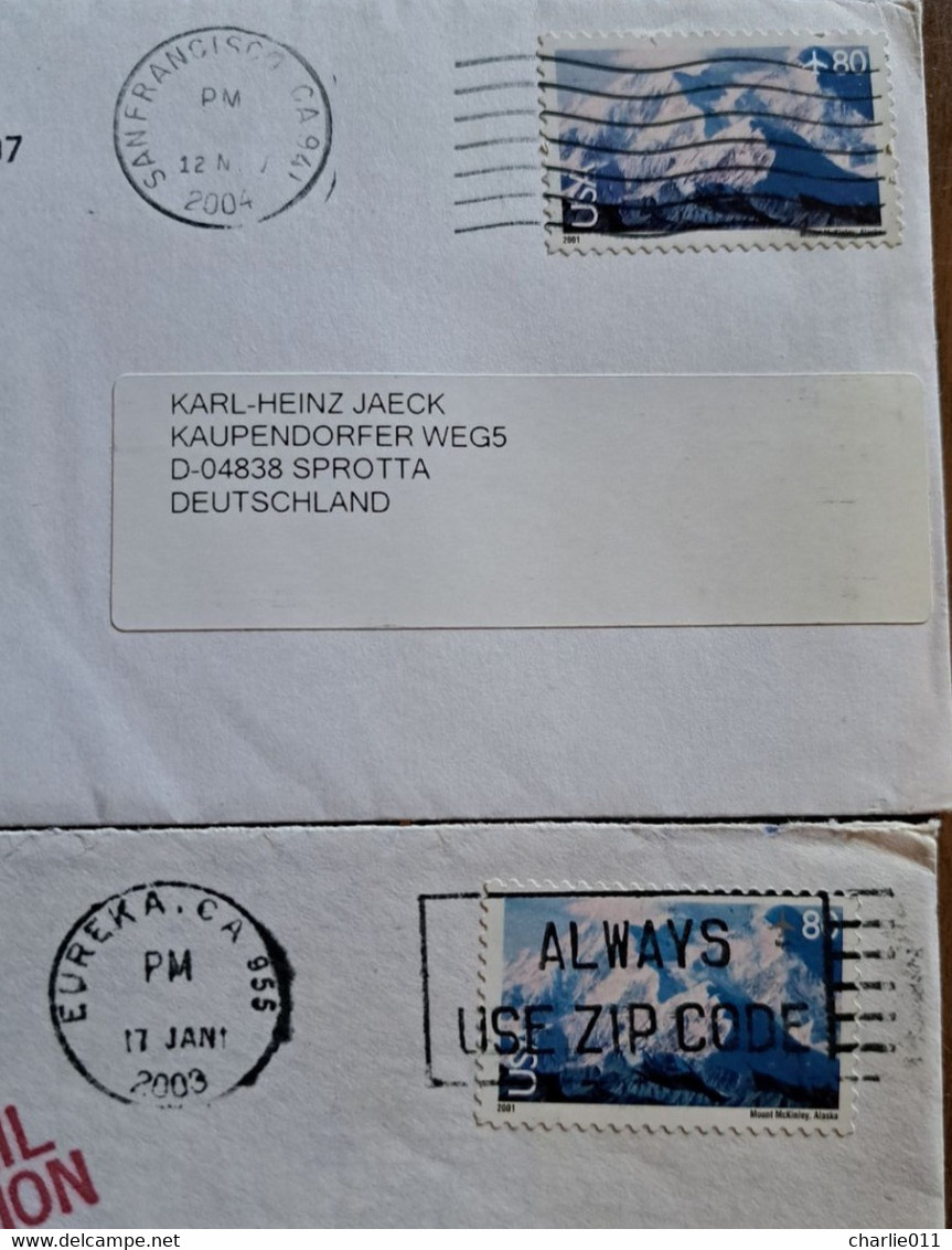 MOUNT MC KINLEY-ALASKA-80 C-POSTMARK INDIANAPOLIS-OAKLAND-S.FRANCISCO-EUREKA-4 DIFF. POSTMARKS-USA-UNITED STATES-2001 - Covers & Documents