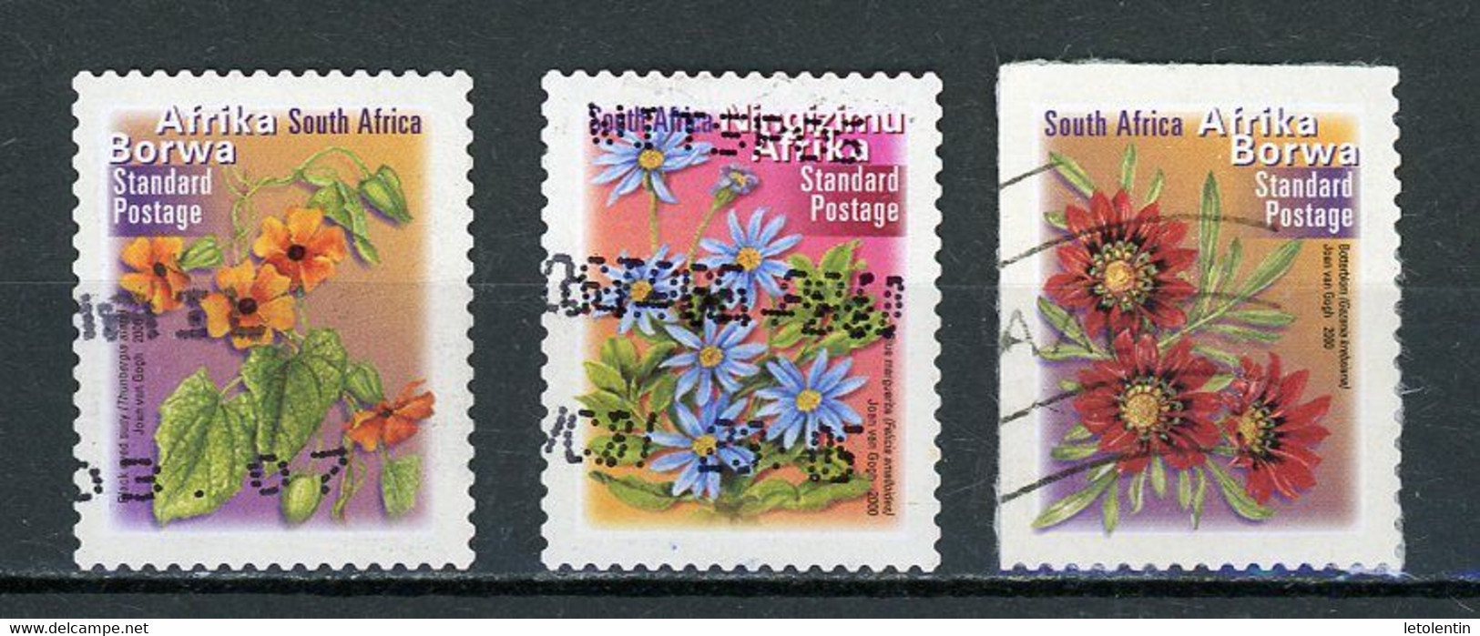 AFRIQUE DU SUD : FLORE - N° Yvert 1164b+1168b+1168Ab Obli. (CADRE DE PHOSPHO) - Used Stamps