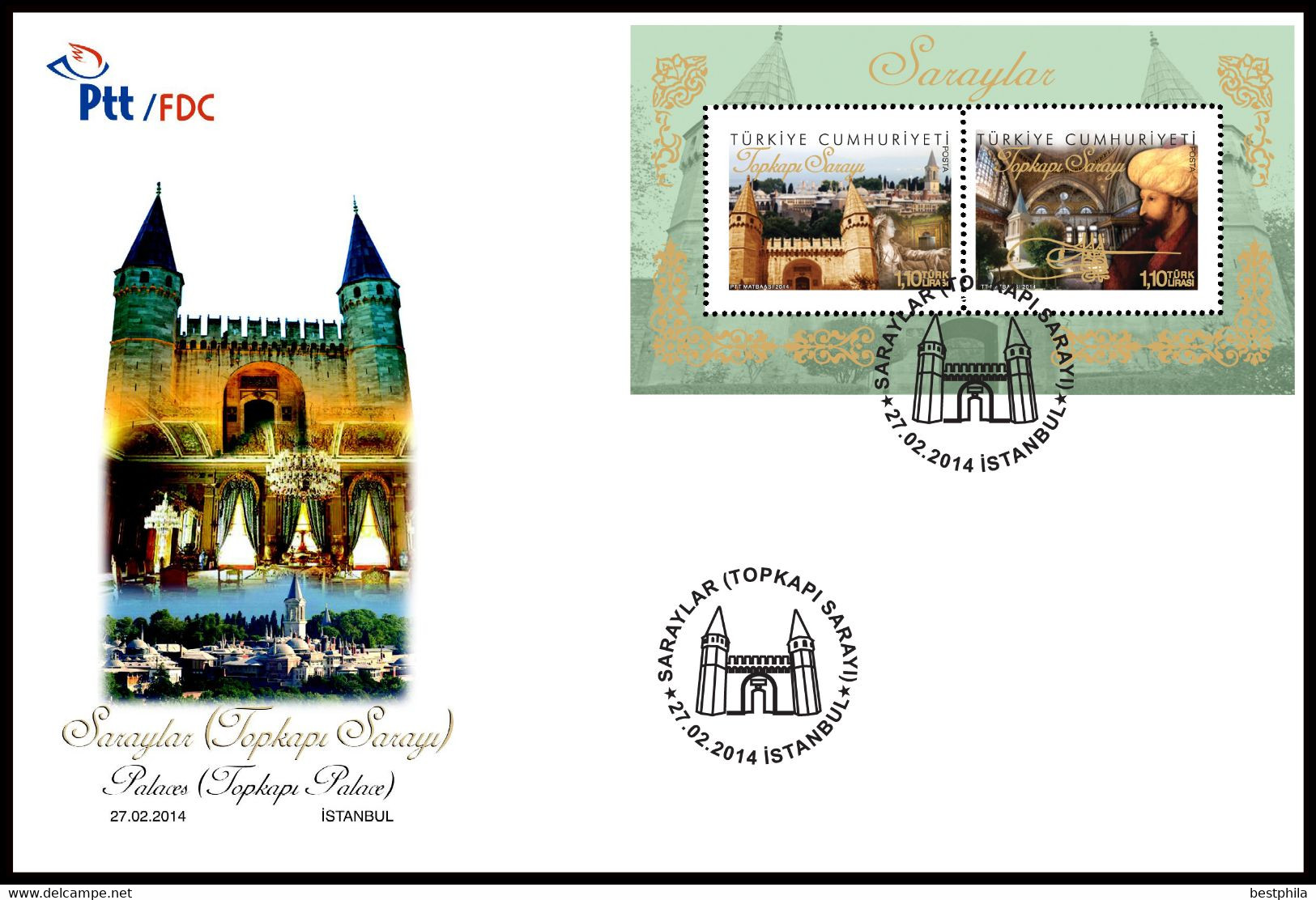 Turkey, Türkei - 2014 - Topkapi Palace, Palaces /// First Day Cover & FDC - Storia Postale