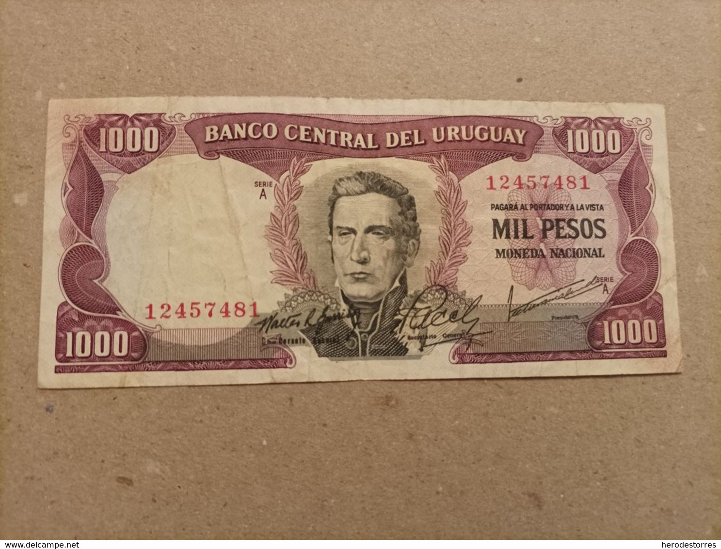 Billete De Uruguay De 1000 Pesos, Año 1967, Serie A - Uruguay