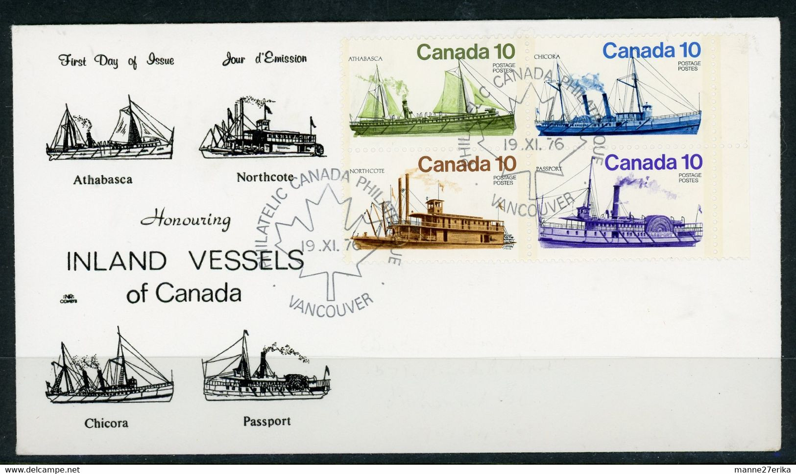 Canada 1976 FDC Inland Vessels - Lettres & Documents