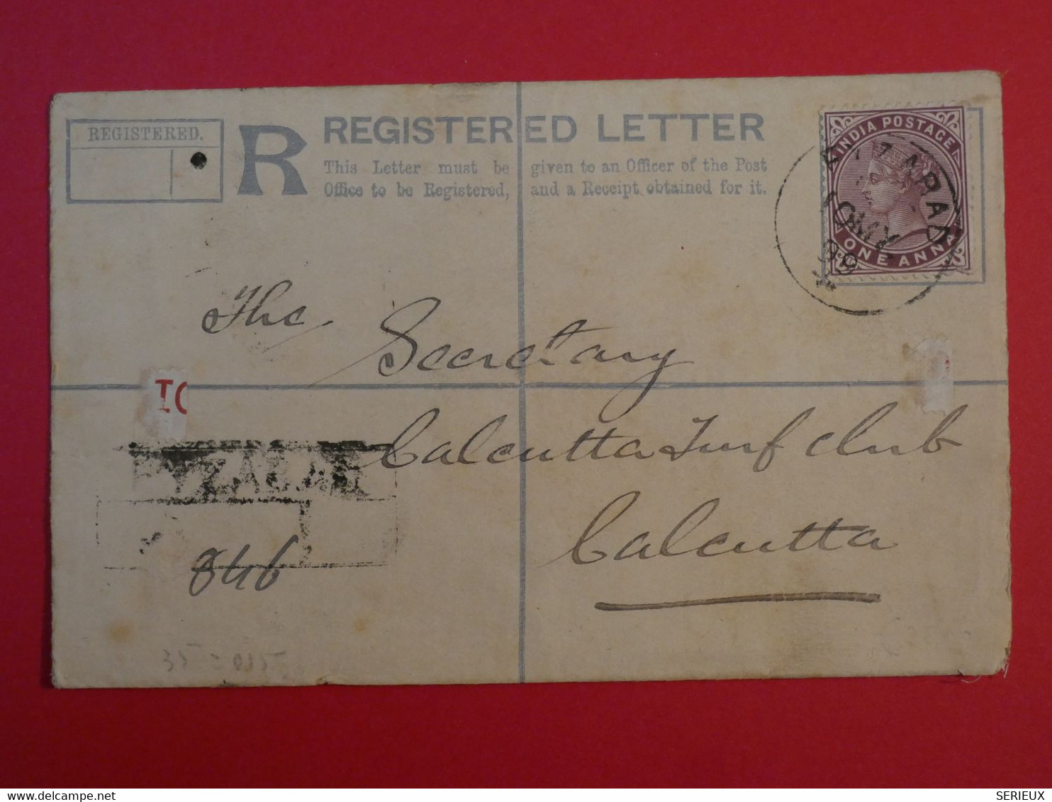 BP2 INDIA BELLE LETTRE ENTIER RECOM. 1899  A  CALCUTTA + + AFFRANCH . INTERESSANT++ - 1882-1901 Imperium