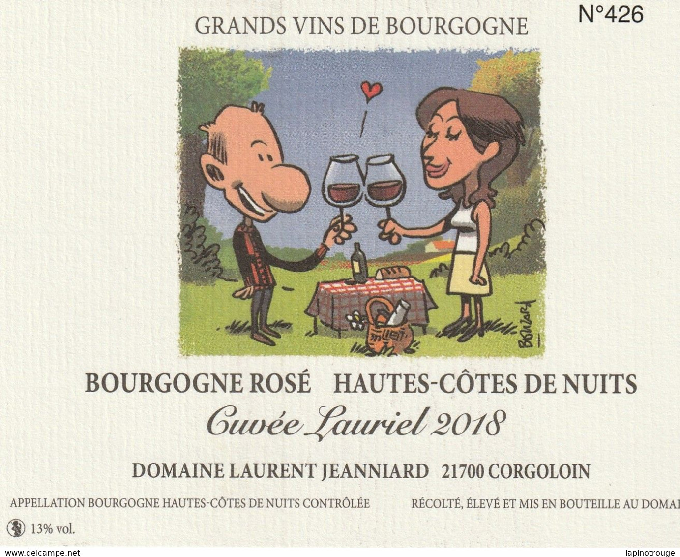 Etiquette Vin BOUZARD Guillaume Festival BD Vini BD 2019 (Plageman - Tischkunst