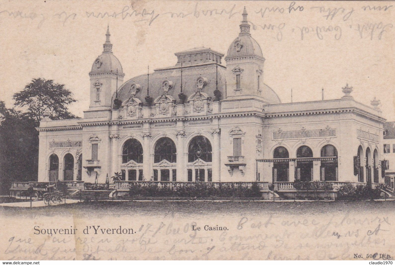 SVIZZERA -  CARTOLINA - SOUVERNIR D' Y VERDON - LE CASINO -  VIAGGIATA PER BUTTES - 1903 - Buttes 
