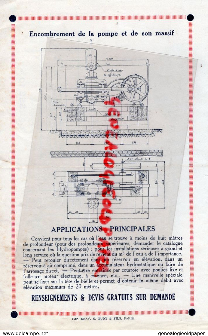 45- MONTARGIS- PROSPECTUS PUBLICITE POMPE DE SURFACE -PIERRE MENGIN- - Agriculture