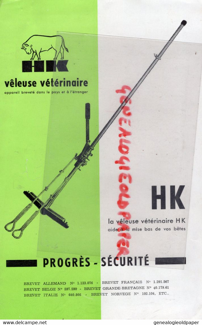 02- AISONVILLE - PROSPECTUS PUBLICITE ROBERT -INSTRUMENTS VETERINAIRES-VELEUSE VETERINAIRE HK-+ RARE TARIF MARS 1966 - Landbouw