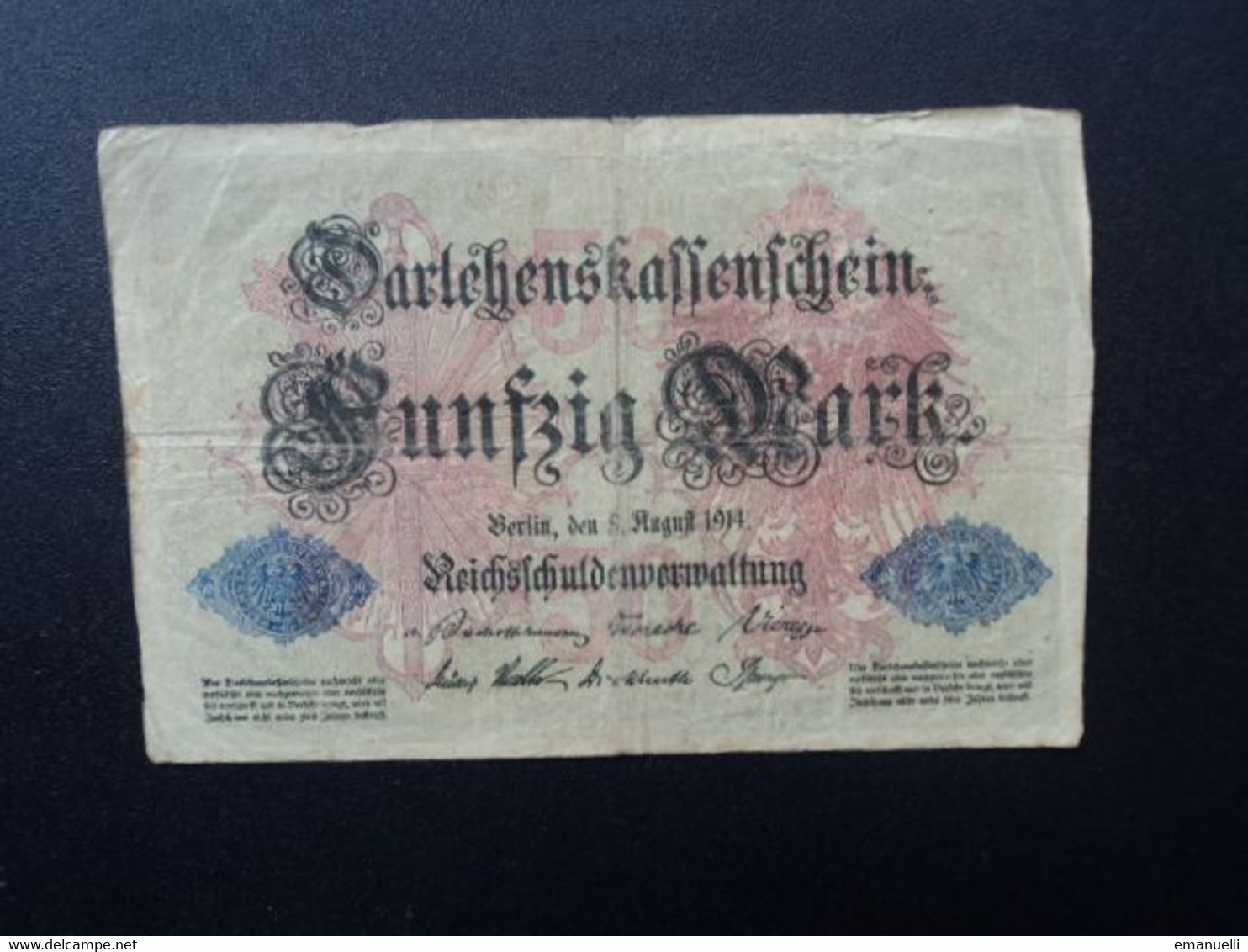 ALLEMAGNE : 50 MARK   5-6-1914    C.A. 50b / P 45b    B+ - 50 Mark