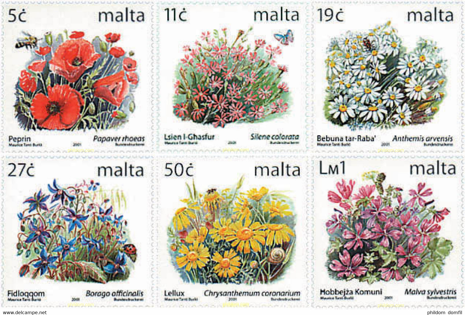 95371 MNH MALTA 2001 FLORES - Spinnen