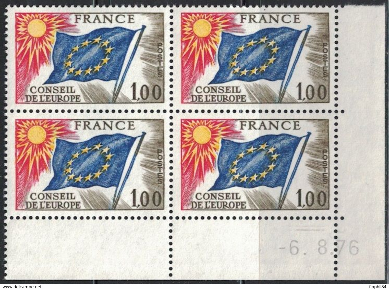 COIN DATE - SERVICE N°49 - 1f - CONSEIL DE L'EUROPE - 6-8-1976 - Cote 15€. - Officials