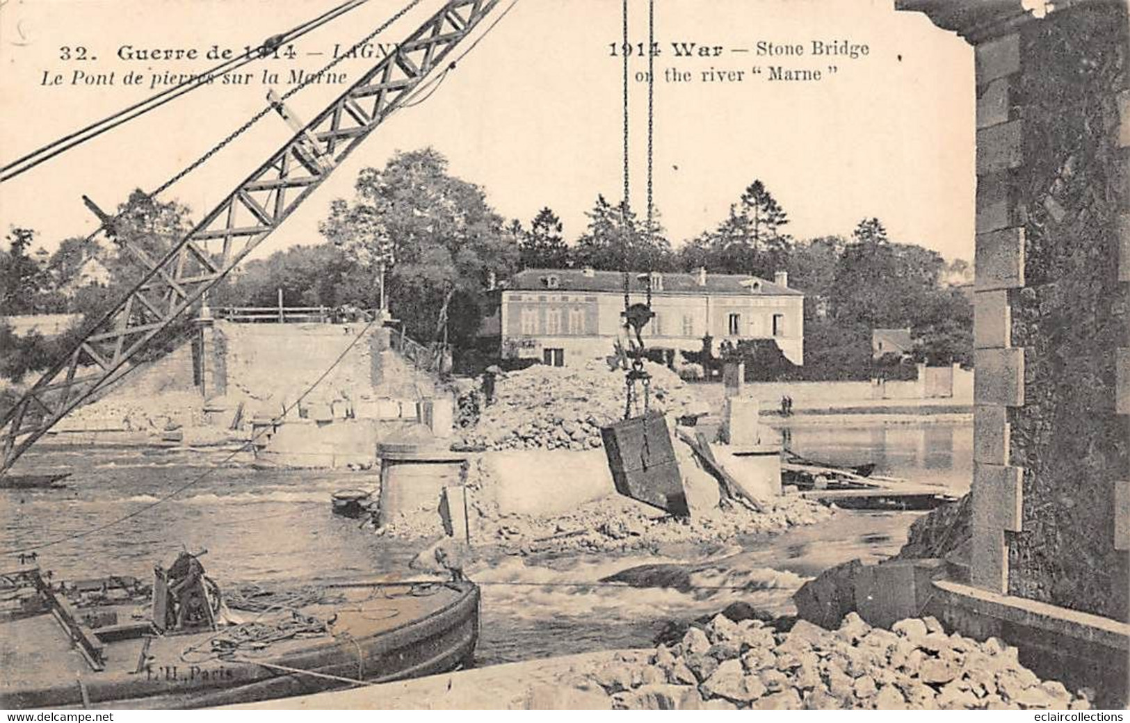 Lagny Sur Marne           77       Guerre 14/18. Le Pont De Pierres Sur La Marne Détruit       (voir Scan) - Lagny Sur Marne