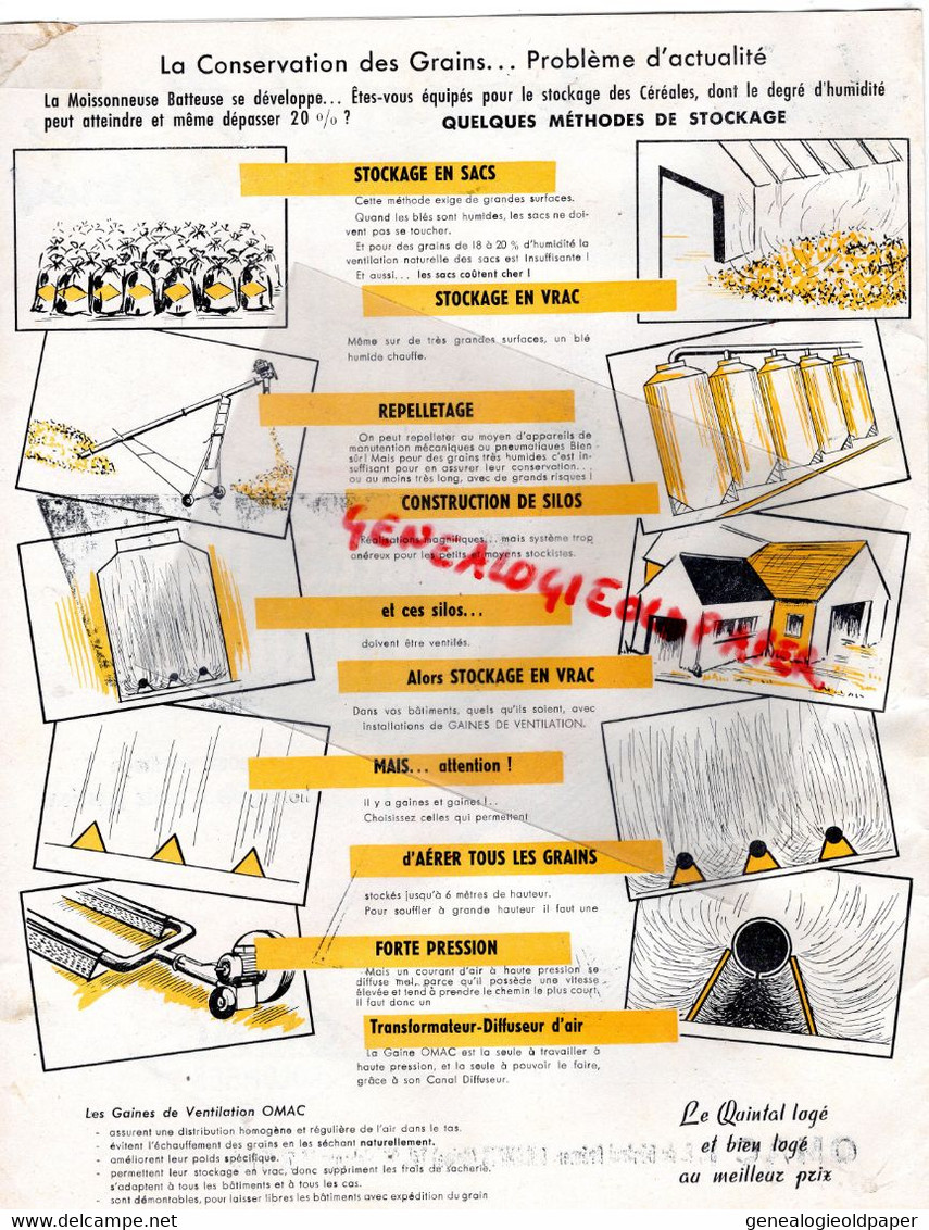 92-COLOMBES- PROSPECTUS OMAC- GAINES VENTILATION SECHAGE GRAINS GRAINES 1962 - 32 RUE GENERAL CREMER-AGRICULTURE - Landwirtschaft