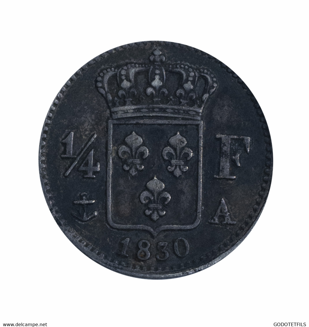 Quart De Franc Charles X 1830 Paris - 1/4 Francs