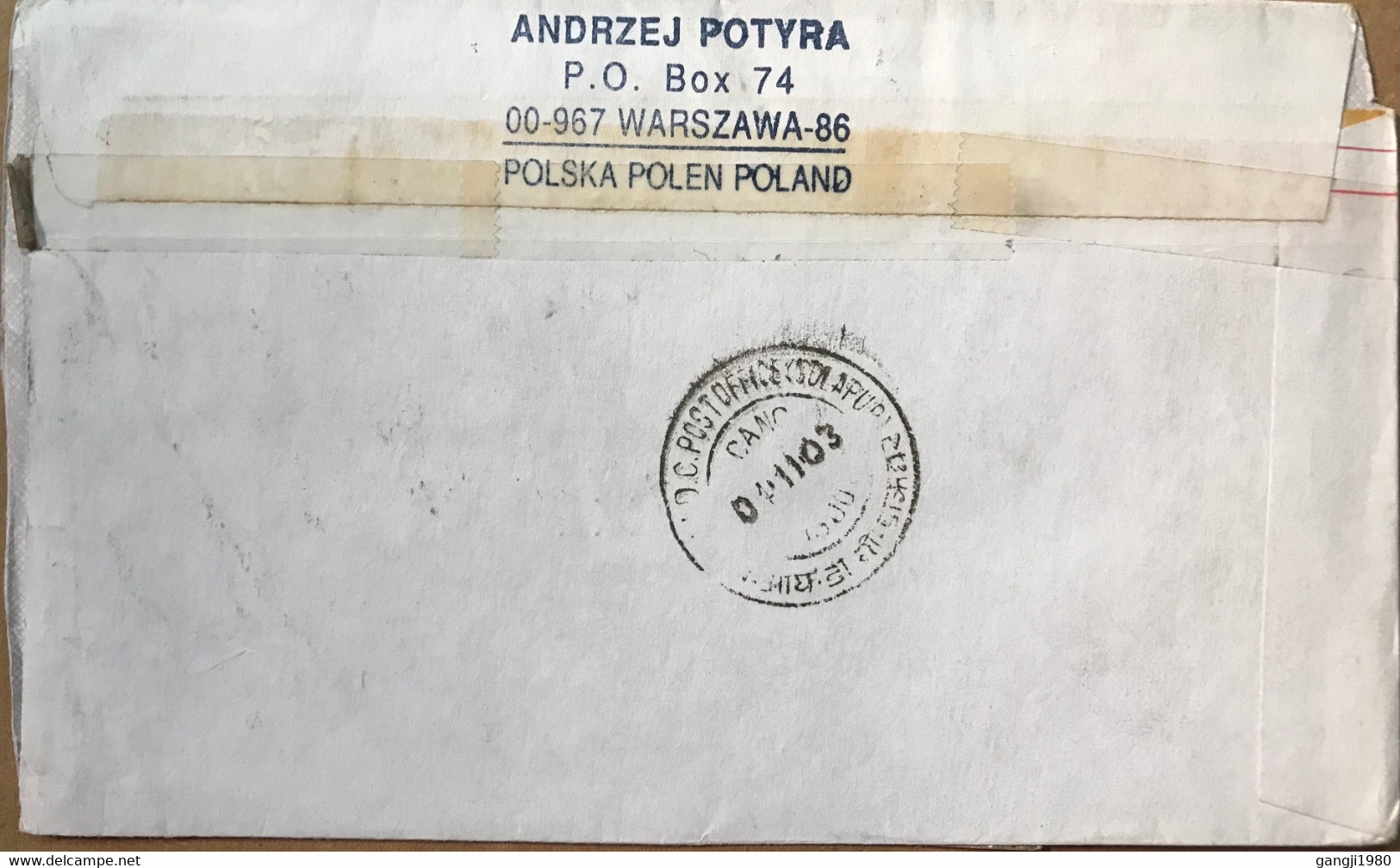 POLAND -2003, COVER USED TO INDIA, REGISTER AIRMAIL, TORUN MULTI 9 STAMP, CATCH BEE, MONUMENT, WORRIER, WARSZAWA CITY CA - Lettres & Documents