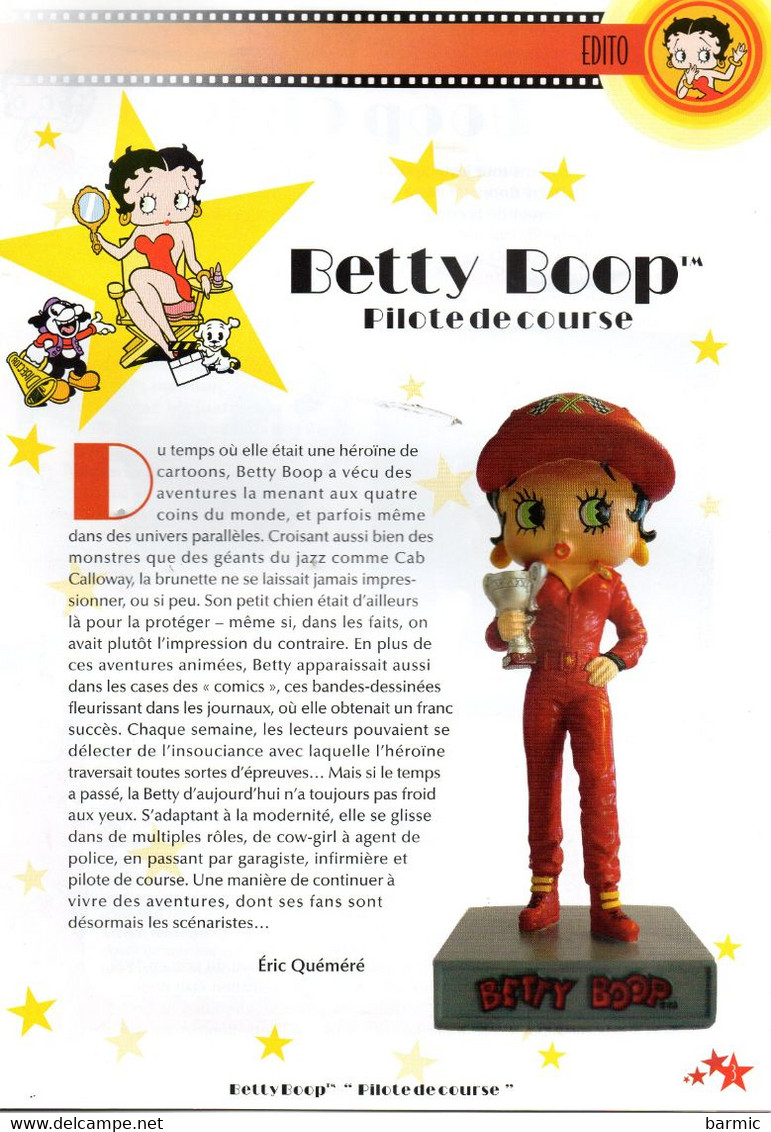 FIGURINE BETTY BOOP,  PILOTE DE COURSE  N°11  AVEC SON LIVRET DE 18 PAGES REF 6064